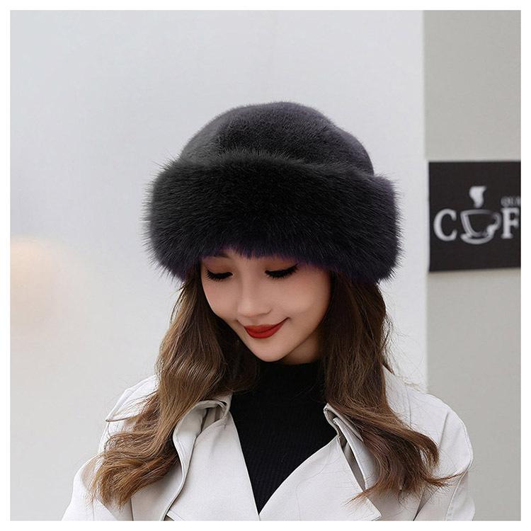 Шапка зимняя новая утолщенная теплая искусственный мех мода простой берет принцесса шапка имитация норки монгольская шапка женская шапка