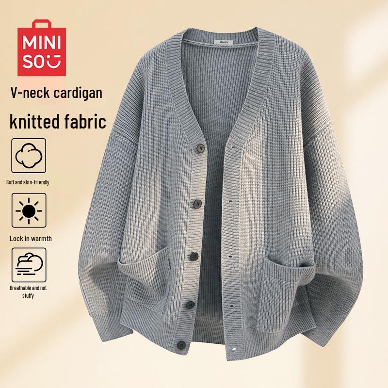 MINISO Унисекс вязаный кардиган с V-образным вырезом