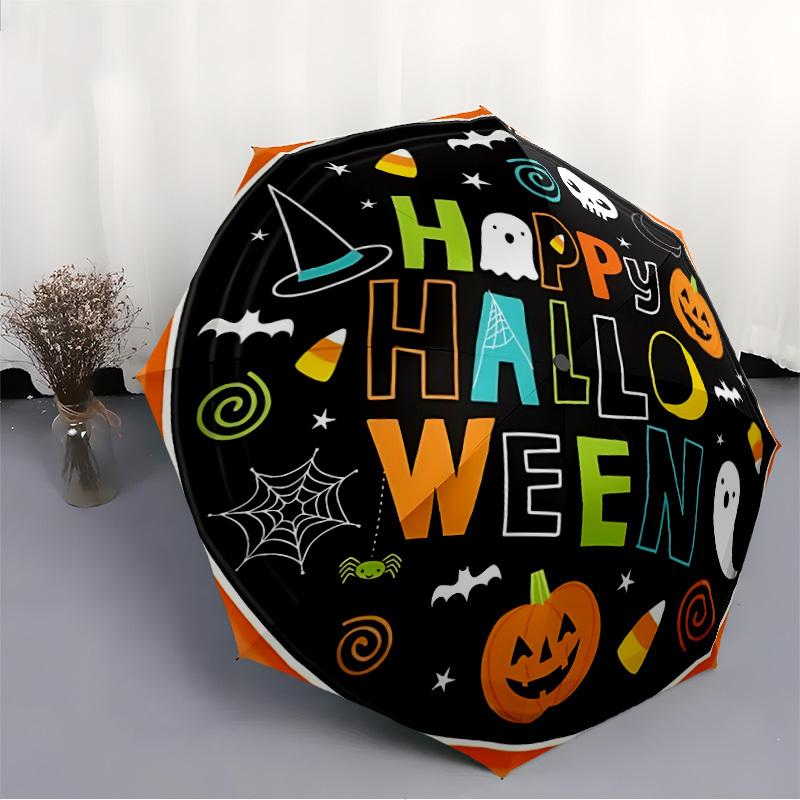 1pc Halloween Party Auto-Fold Umbrella with One-Touch Open/Close - 8 Reinforced Ribs for Windproof Stability, yy251118151