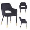 Black Velvet Chair with Armrests and Gold Quilted Leg Tips