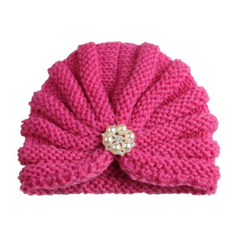 New children's products winter, solid color with diamond baby wool hat, baby knitted thermal hat