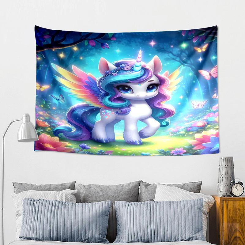 Rainbow Unicorns Garden Tapestry, Unique Design Tapestry, Wall Decor for Bedroom,Livingroom, Playroom,Heartwarming Fan Holiday Gifts