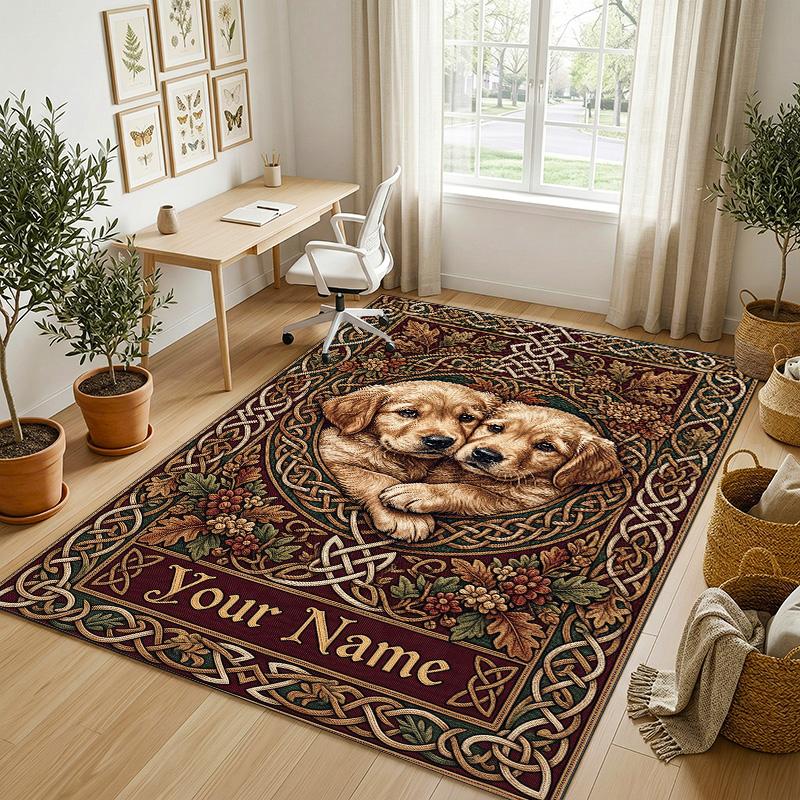 Decorative Artwork Theme Crystal Velvet Rug Personalized Custom Name Text Soft Floor Mat Home Decor