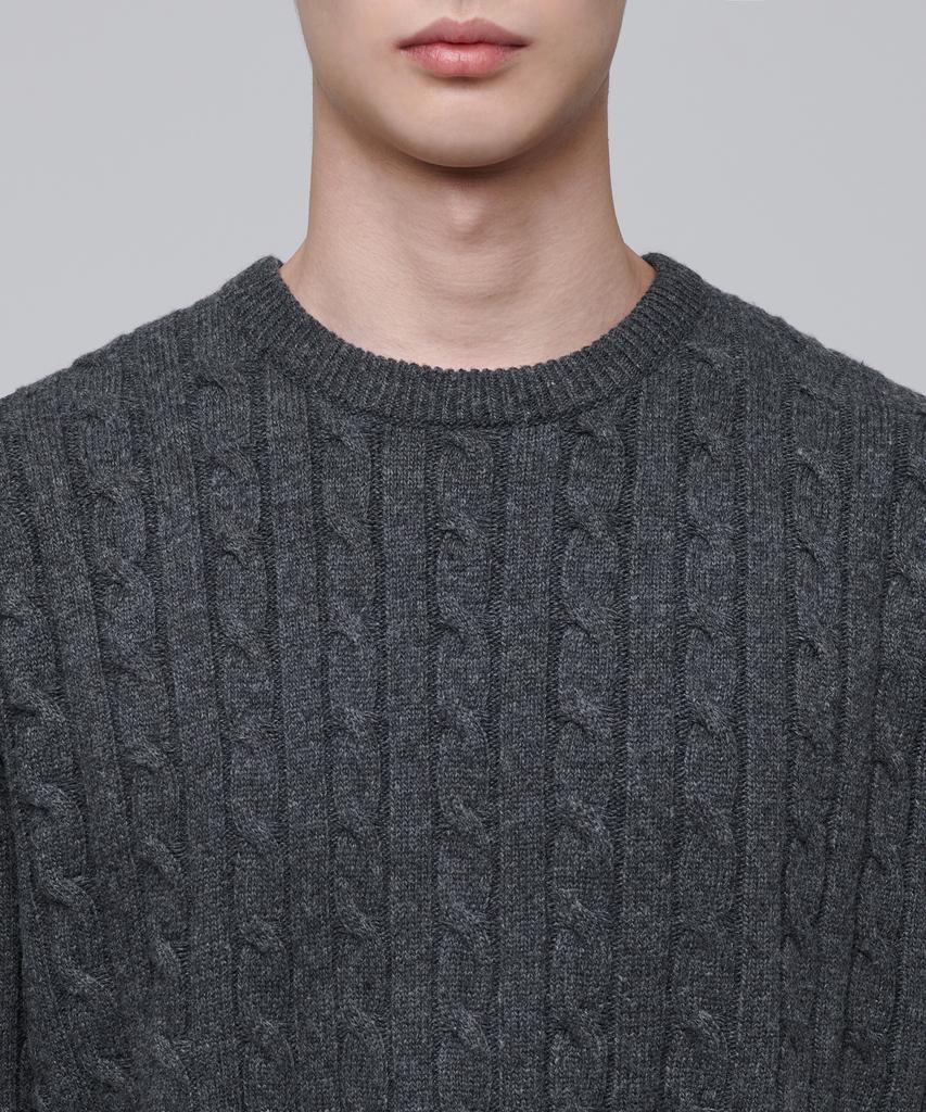 MUSINSA STANDARD Cable Crew Neck Knit [Medium Grey]