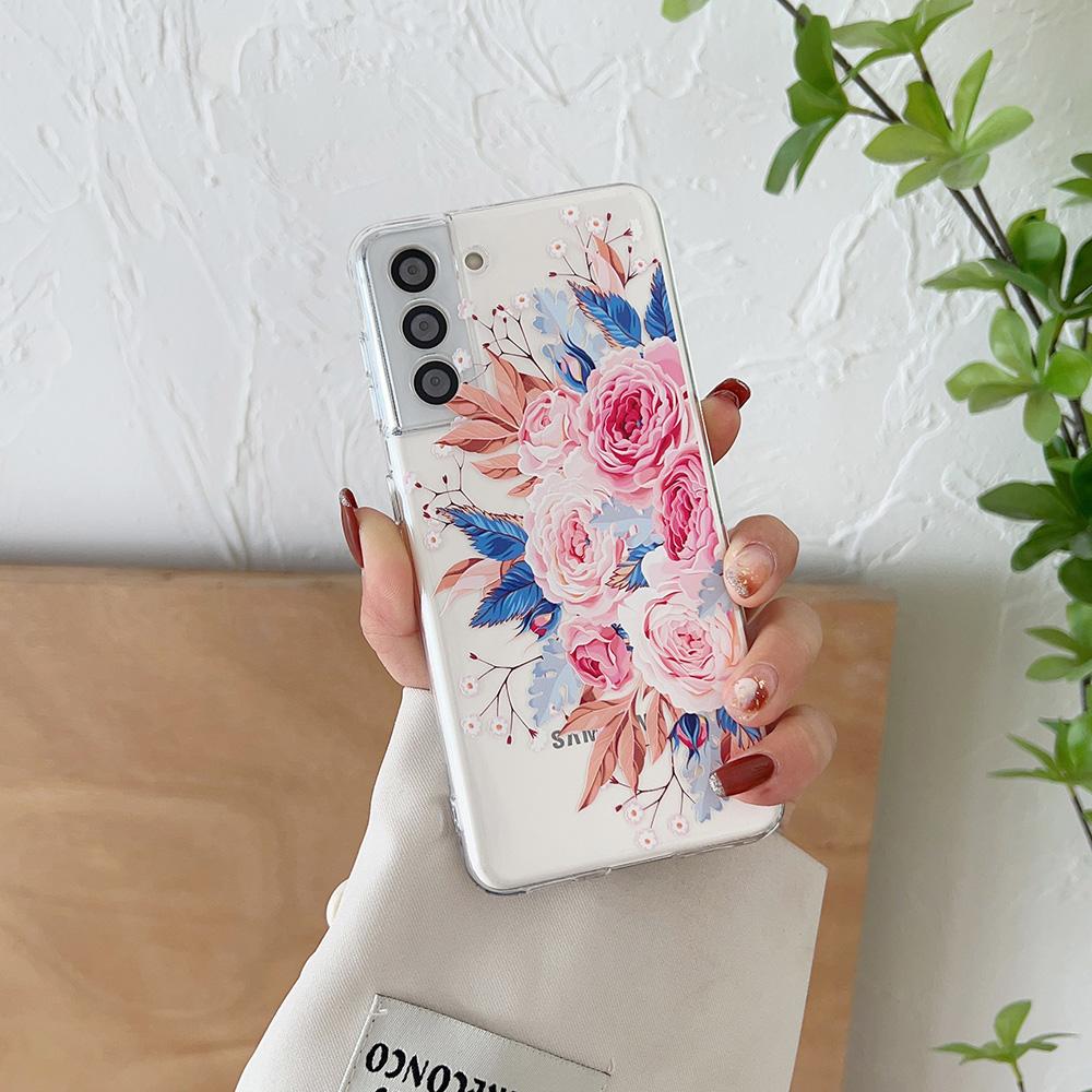 Чехол с рисунком свежих цветов для Samsung Galaxy S22 Ultra S21 S20 Plus Fe Note 20 10 A53 A52 S A32, прозрачный мягкий силиконовый чехол