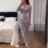 Модный повседневный длинный топ и брюки, домашний костюм, комплект из двух предметов, удобный, дышащий, для молодежи, весна, осень, домашняя одежда