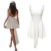 НОВЫЕ горячие модные сексуальные белые платья трапециевидной формы без рукавов с открытой спиной и лямкой на бретельках, мини-платье для женщин, лето