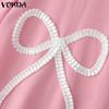 VONDA Женские летние платья с круглым вырезом и коротким рукавом с принтом в виде завязок
