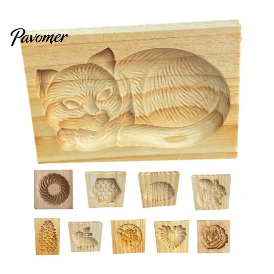 Easy Clean Dough Decorating Tools Wood Cookie Cutter Mold, Round Gingerbread Biscuit Stamp for Festive Holiday Stamps DIY Baking, Cake Fondant