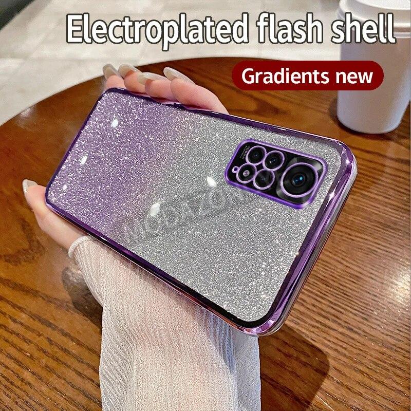 For Redmi Note 11S Case Electroplating Soft Glitter TPU Cell Phone Back Cover Redmi Note 11 4G Phone Casing For Girl Woman