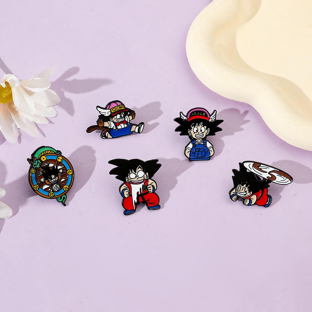 5 Pcs Creative Cartoon Anime Brooch Cute Son Goku Enamel Pin Metal Badge Jewelry Clothing Backpack Accessories Gift for Friends