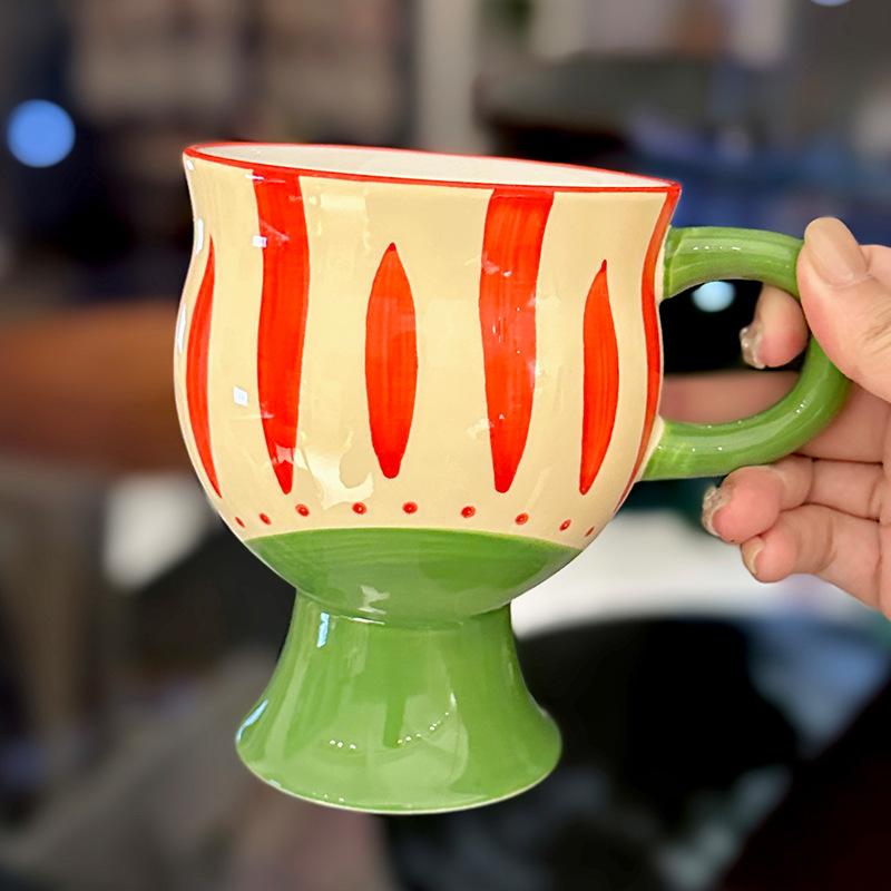 Персонализированные и креативные керамические кружки ручной росписи для домашнего использования, бокалы для красного вина высокого вида, офисные кофейные кружки, сувениры