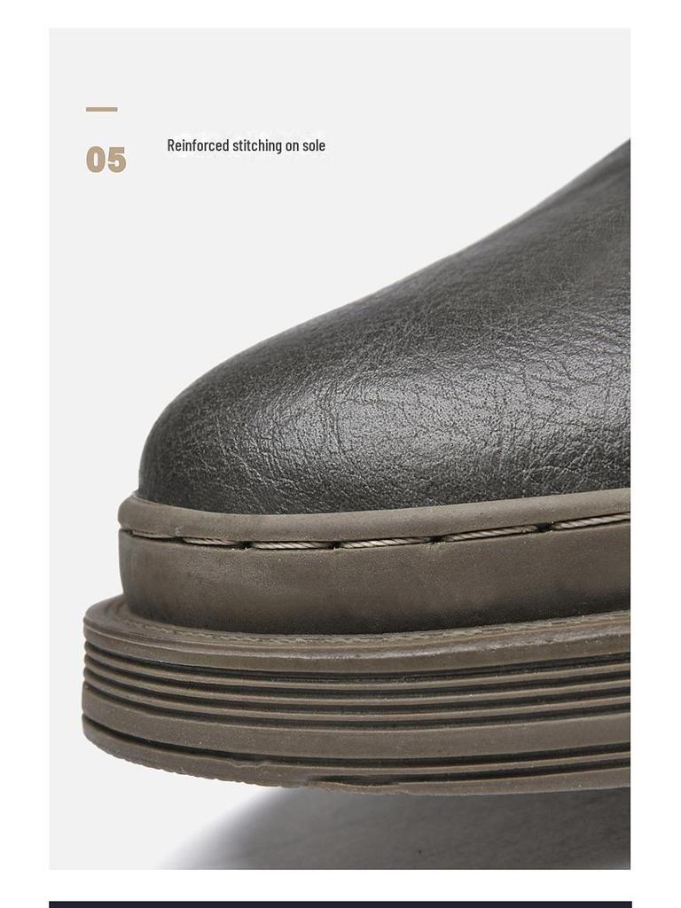 Men's Large Size 45 Genuine Leather Casual Shoes - Retro Spring Trend Low-Top Martin Boots