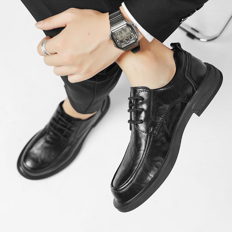 Черные деловые мужские кожаные туфли Классические ретро джентльменские туфли для офиса, отдыха, деловой вечеринки, свадебные туфли жениха