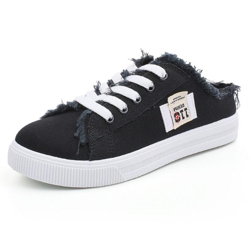 Туфли парусиновые женские весенние белые туфли кроссовки на плоской подошве