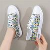 Women's Flower Pattern Vulcanized Canvas Shoe Fashion Lace Up Flat Casual Sneakers Female Breathable Sneakers Zapatillas Mujer