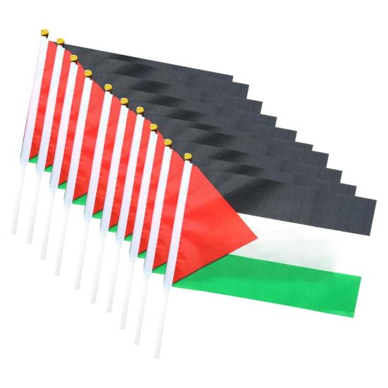 10/20/50/100Pcs Palestine Mini Flags with Pole Hand Held Small Palestine Stick Flags Miniature Hand Waving Flags