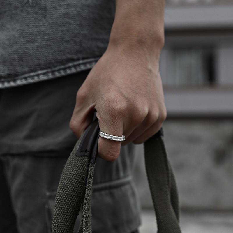 Adjustable Open Ring Men Women Lightning Motif Plated Geometric Vintage Style Statement
