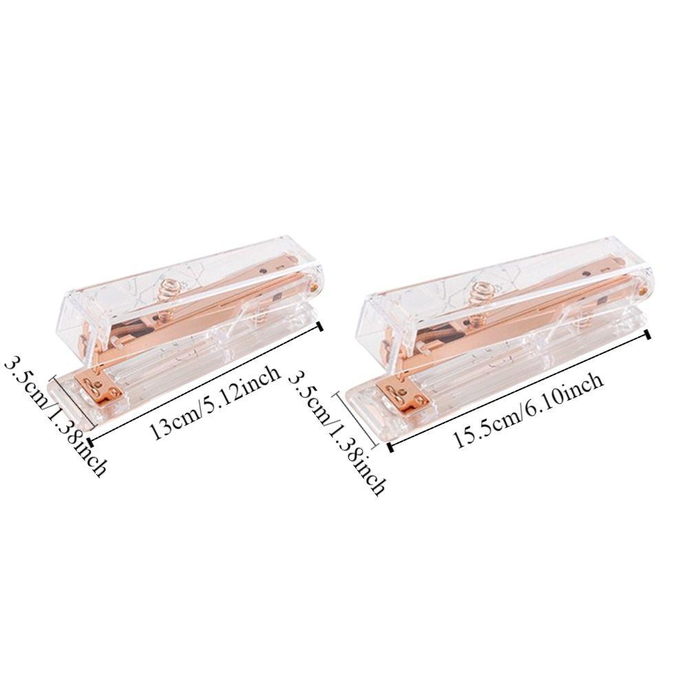Manual Paper Stapler Rose Gold Book Binding Machines Transparent Stapler  School Office Supplies