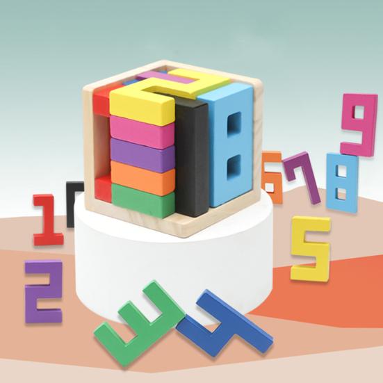 1 набор деревянных кубиков-головоломок с цифрами, обучающая игра-головоломка с цифровыми блоками для малышей, мальчиков и девочек, обучающая математике, строительный блок, игрушка-головоломка