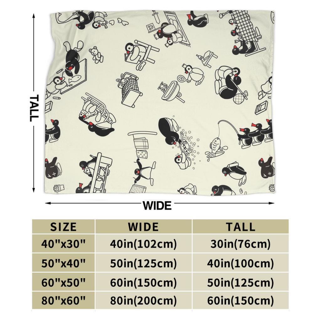 Noot Pingu Fleece Throw Blankets Penguin Cartoon Blankets for Bedding Couch Ultra-Soft Bedding Throws