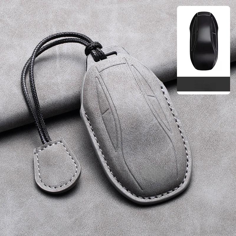 Suede Leather Car Key Case Cover Holder Keychain Shell for IM L7 2025 for IM LS6 2025 LS7 2025 Remote Key Fob Cover