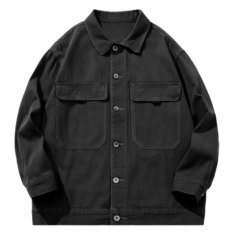 Trendy Brand Heavy Retro Tooling Denim Jacket Men'S Loose Large Size American Casual Ruffian Handsome Lapel Jacket Tide