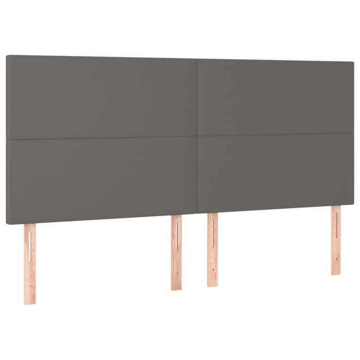 Tête de lit - MAISON EXCLUSIVE - LED 200x5x118/128 cm - Gris - Similicuir - Hauteur réglable