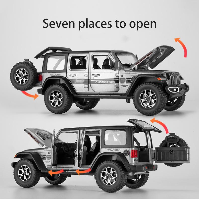 1/22 Масштаб Wrangler, литая под давлением внедорожная модель автомобиля, игрушечная модель автомобиля, 7 открытых дверей, выдвижной игрушечный автомобиль со звуком и светом для детей, коллекция подарков для мальчиков и девочек