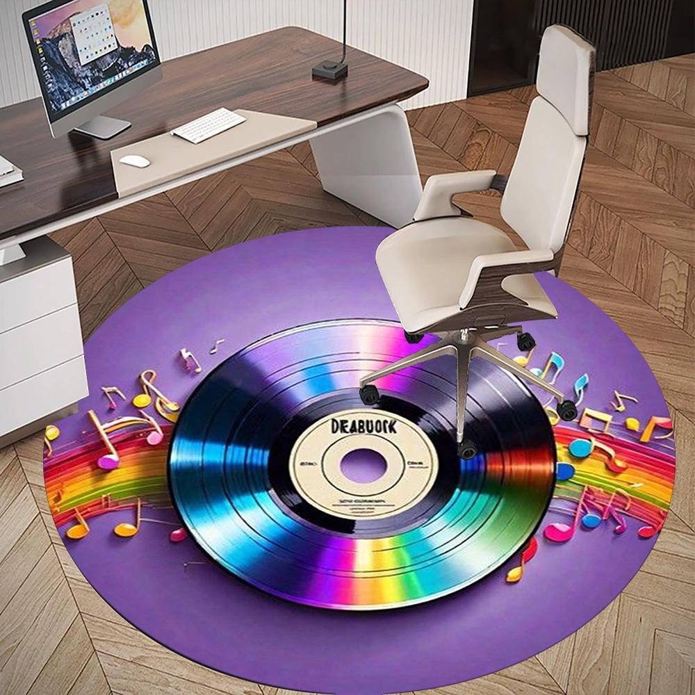1PC music vinyl Office Round Area Rug, Under Office Chairs Bedroom Living Room Home Decor,Carpet for Office, -1110261