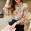 Long Sleeve Blouse Women V-Neck Flower Print Chiffon Blouse Shirt Women Tops Blusas Mujer De Moda Blouses Shirts Blusa