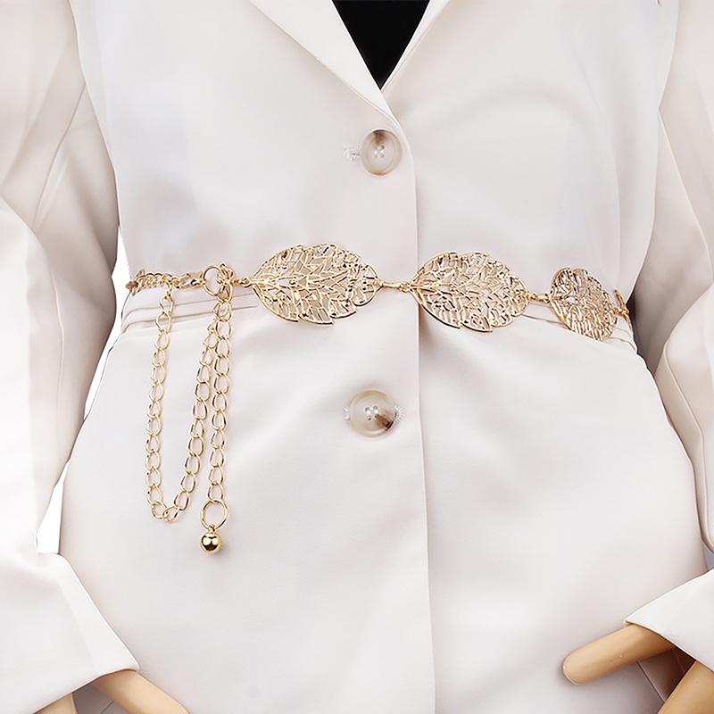 Модный простой полый лист украшенный цепочкой пояс тонкая талия цепочка платье ювелирные изделия