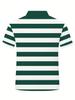Printed Design – Not Textured Men's Balanced Stripe Multicolor Options Men's Short Sleeve Collared Polo Shirt for Daily Outings, Simple Style