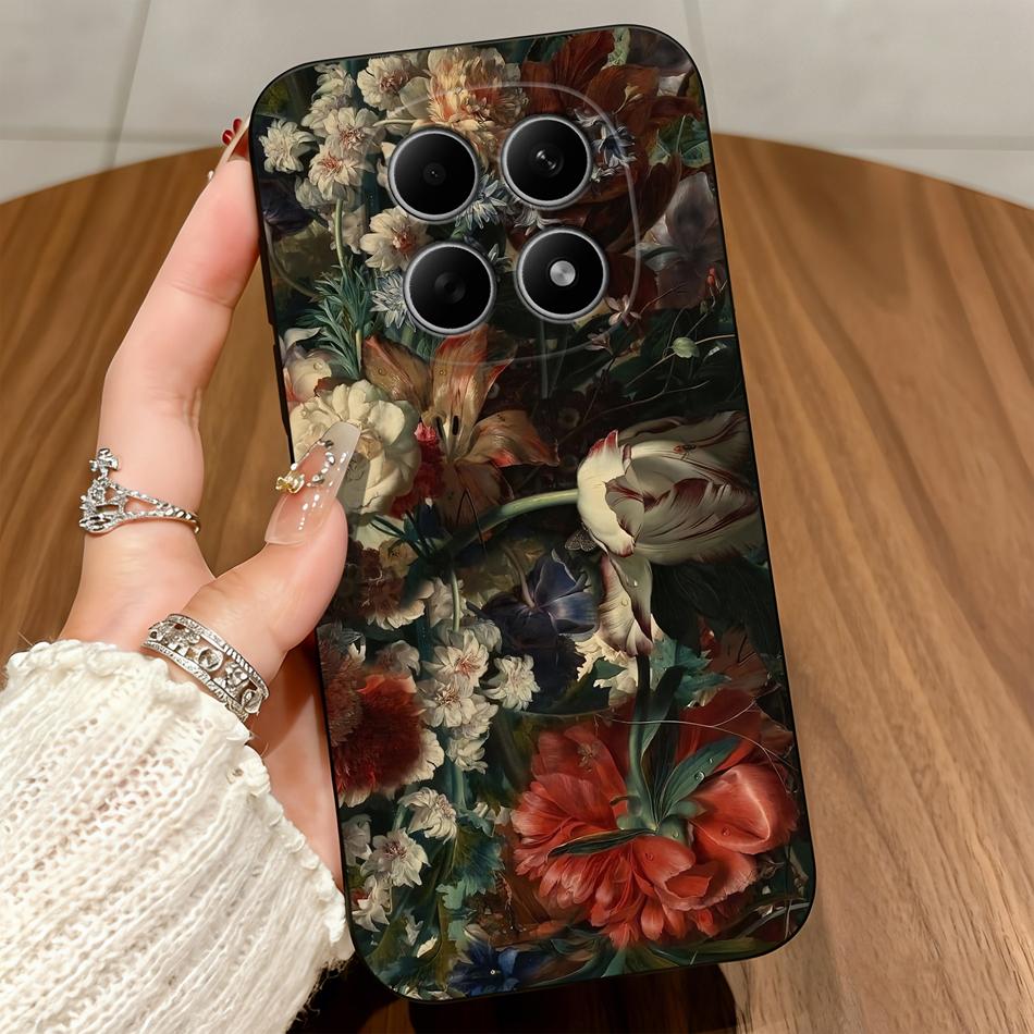Lace Pattern Phone Case For Poco M8 Pro Soft Matte Silicone Funda Anti Drop Back Cover For Poco M 8 Soft Matte Protective Bumper