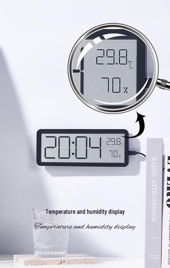 Современные настенные часы INS с большим экраном, дисплеем температуры и влажности, модель YD106