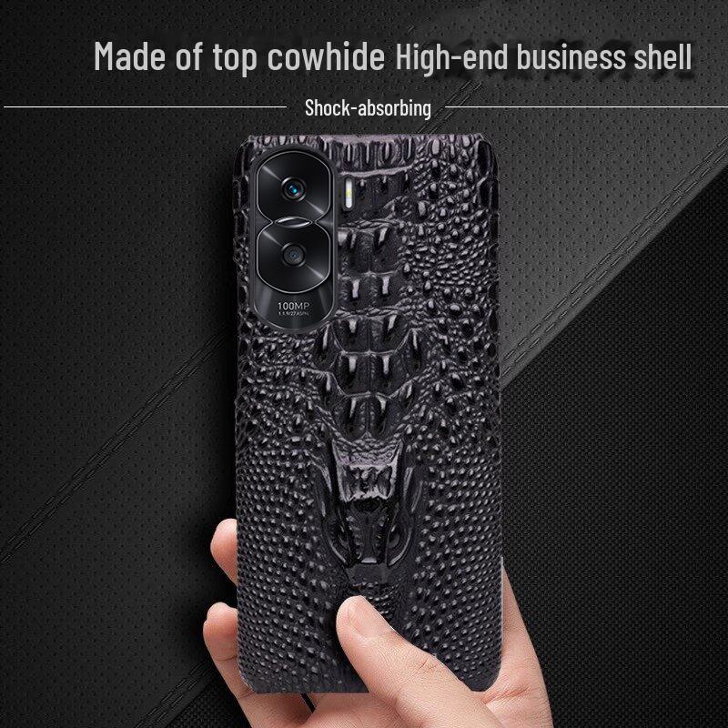 Чехол-получечник из натуральной кожи с рисунком головы дракона для Honor Play6T, 4T, Play5TPro