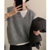 Fashion V-neck Knitted Sweater Vest For Women Autumn Winter Loose Casual Pullover Waistcoat Tops Solid Sleeveless Casual Lady Jumper Sweaters 30980