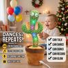 Electronic Dancing Cactus Toy Recording & Repeating Singing Plush Toy with LED Lights USB Charging Educational Gift for Kids