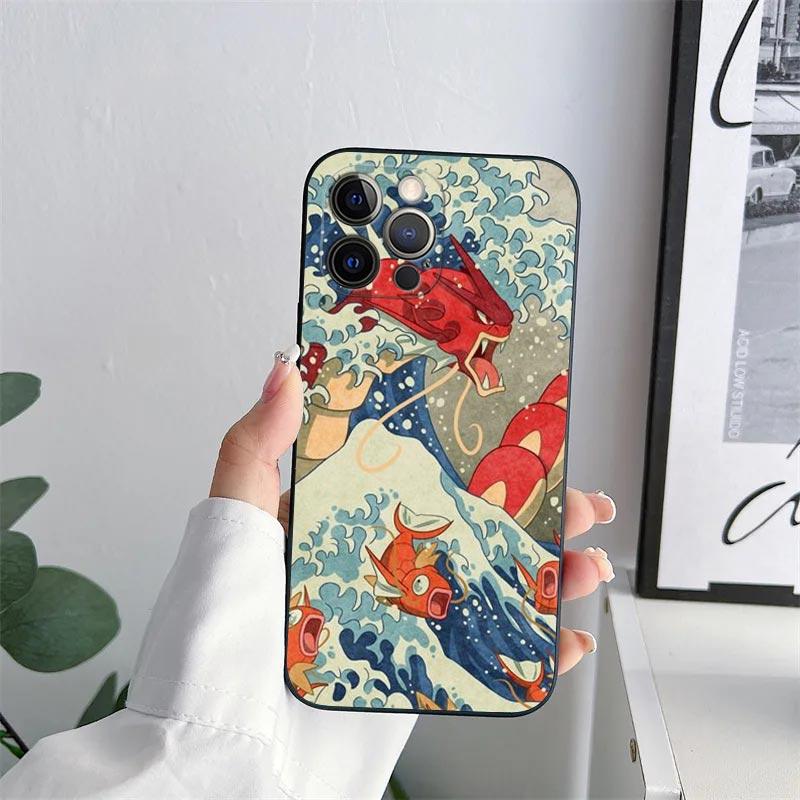 Чехол для телефона Hokusai Великая волна Аниме Дракон для iPhone 11 15 Pro Max Чехол Coque 14 Plus 13 Pro 12 11 X XR 8 SE Мягкий чехол из ТПУ