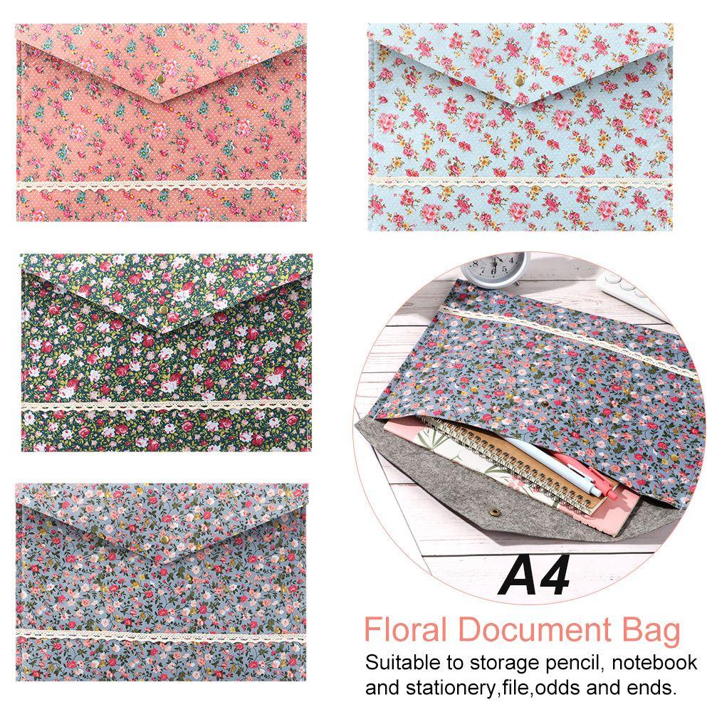 Elegant Portable Organizer Floral Document Bag Paper Holder Canvas Felt File Briefcase File Folder
