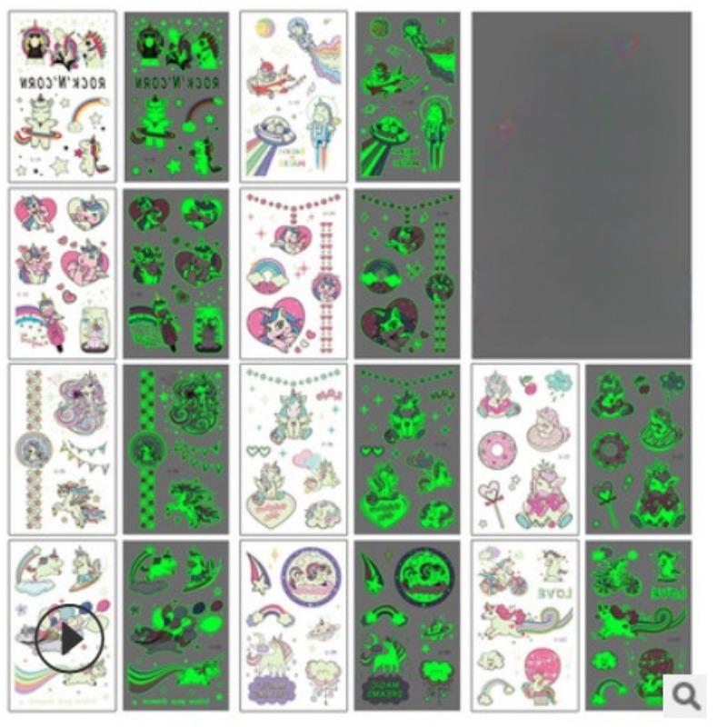 Детская мультяшная светящаяся в темноте татуировка с флуоресцентной зеленой водонепроницаемой бонусной наклейкой