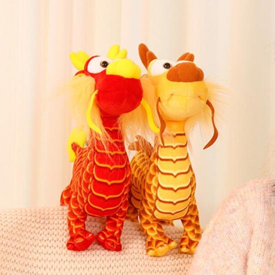 2024 год Дракон-талисман плюшевая кукла Мягкая кукла-животное 3D стоячая поза Китайский Зодиак Дракон Плюшевые Фестиваль Украшения Дома Новый