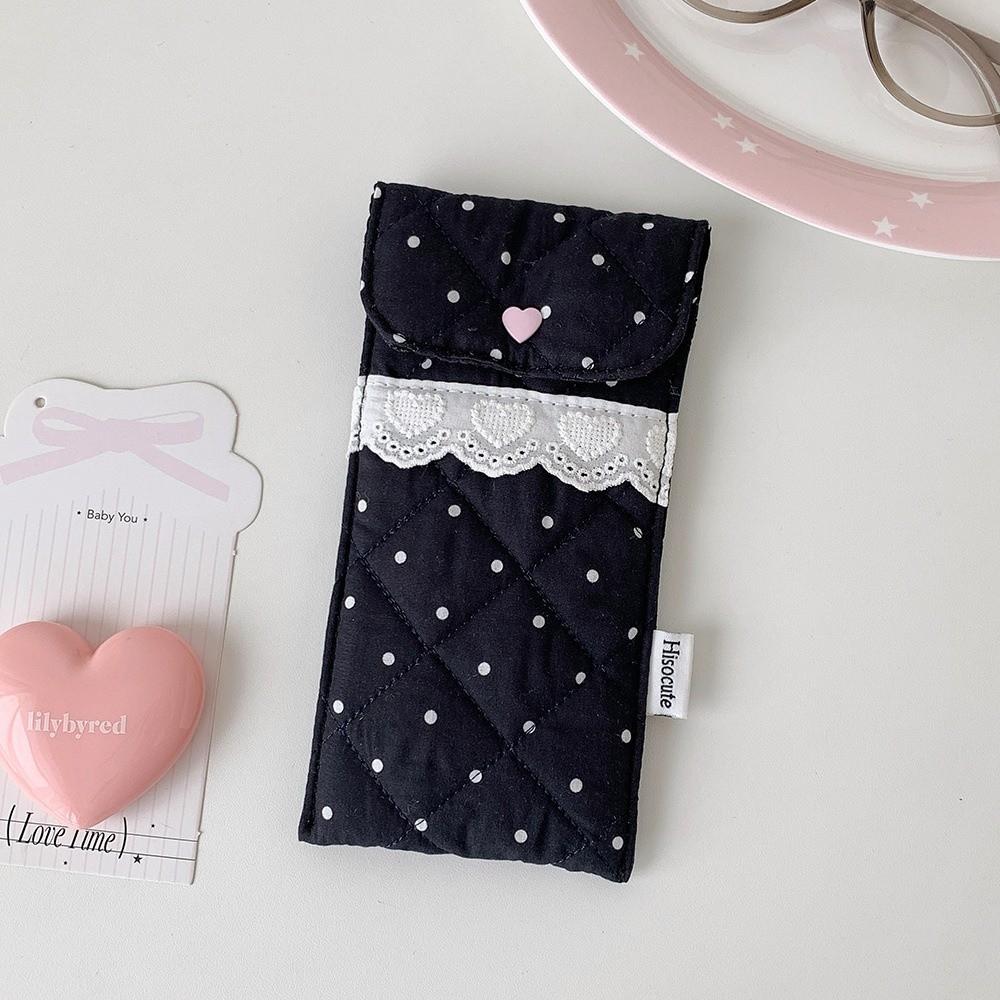 Multi-Purpose Pencil Case Lace Design Stationery Storage Bag Fashion Quilted Glasses Bag Women