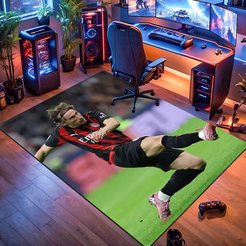 AC Milan Football Player Match Print Rug, Non Slip Floor Mat for Living Room Bedroom Football Fan Home Decoration Gift