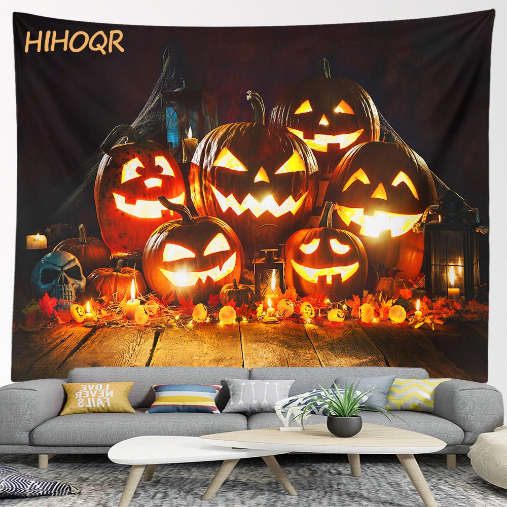 Счастливый Хэллоуин Тыквенный Гобелен Настенный Бохо Украшение Комнаты Большой Ткань Эстетический Домашний Фон Для Вечеринки