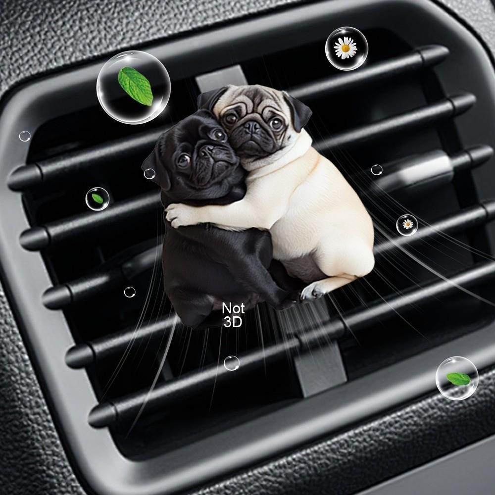 Cute Pug Car Air Freshener Long-Lasting 2D Aromatherapy Diffuser  Auto Decoration