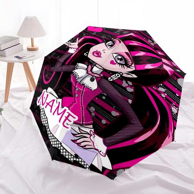 Personalized Name Monster High Draculaura Print Umbrella - Automatic Open/Close, Eight-Rib Durable Frame, Automatic Folding Umbrella