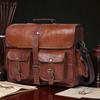 Leather Laptop Briefcase – Full-Grain Cowhide Shoulder Bag for Men & Women | Business Work Bag | Custom Gift for Professionals