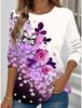 Women's Floral Graphic Elegant Round Neck Long Sleeve T-Shirts