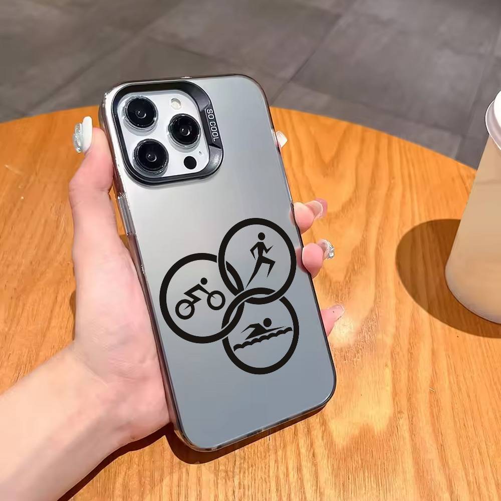 Чехол для телефона T-Triathlon Swim Bike Run T-Tri Life для iPhone 17, 16, 15, 14, 13, 12, 11 Plus, Pro Max Черный Посеребренный Покрытие Candy